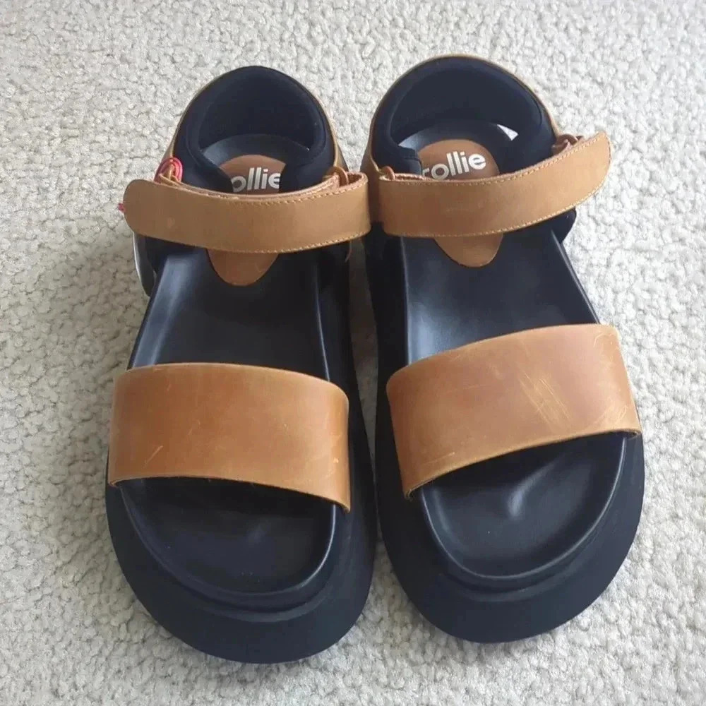 NWT Free People Ace Sport Brown/Black Rollie Leather Sandals size 37